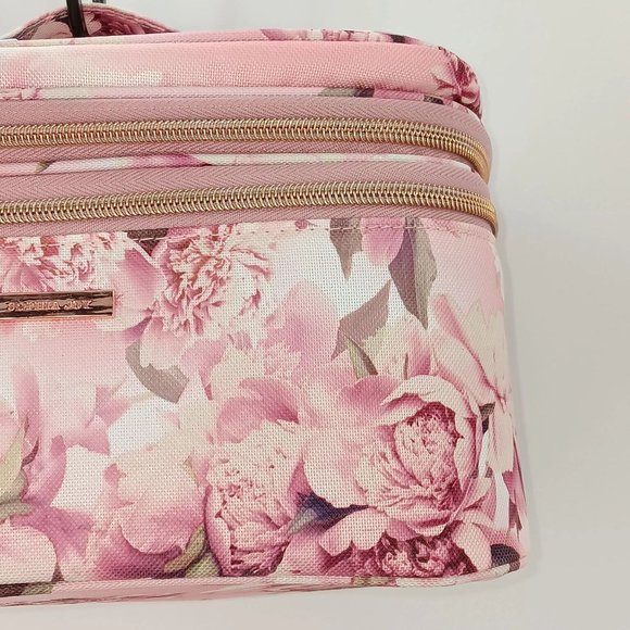 CONAIR SOPHIA JOY PINK FLORAL PRINT TRAIN CASE, MAKEUP BAG TRAVEL BAG FOR COSMET - Picture 7 of 16